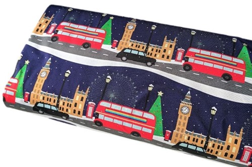 Custom made products available in this fabric (Christmas: Custom Printed Organic Cotton Lycra 95% Cotton 5% Lycra 220GSM £2.00 surcharge per item)